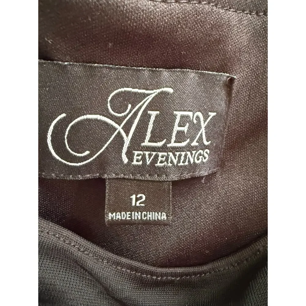 Alex Evenings Draped Neck Cap Sleeve Gown, Black, Size 12 - NEW with tags!